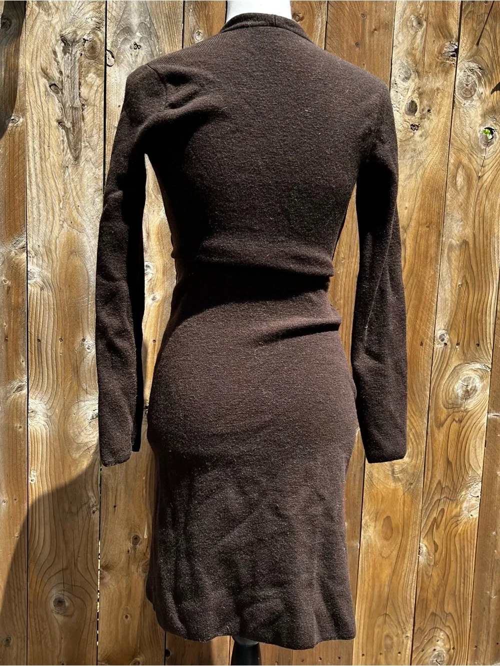 Ann Taylor Grunge Fairycore Petite Classic Brown Wrap-Style Women's Dress
